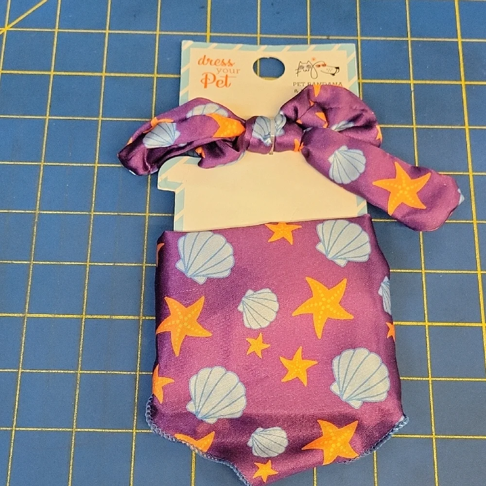 Purple Pet Outfit with Starfish & Shells New